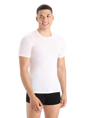 Pánské Spodní Prádlo Icebreaker Merino Anatomica Krátké Sleeve Crewe T-Shirt Bílé | CZ 1647UZGT